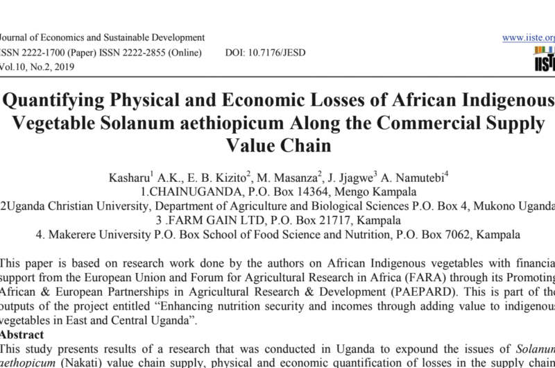 Quantifying physical and economic losses of Nakati supply chain 2019